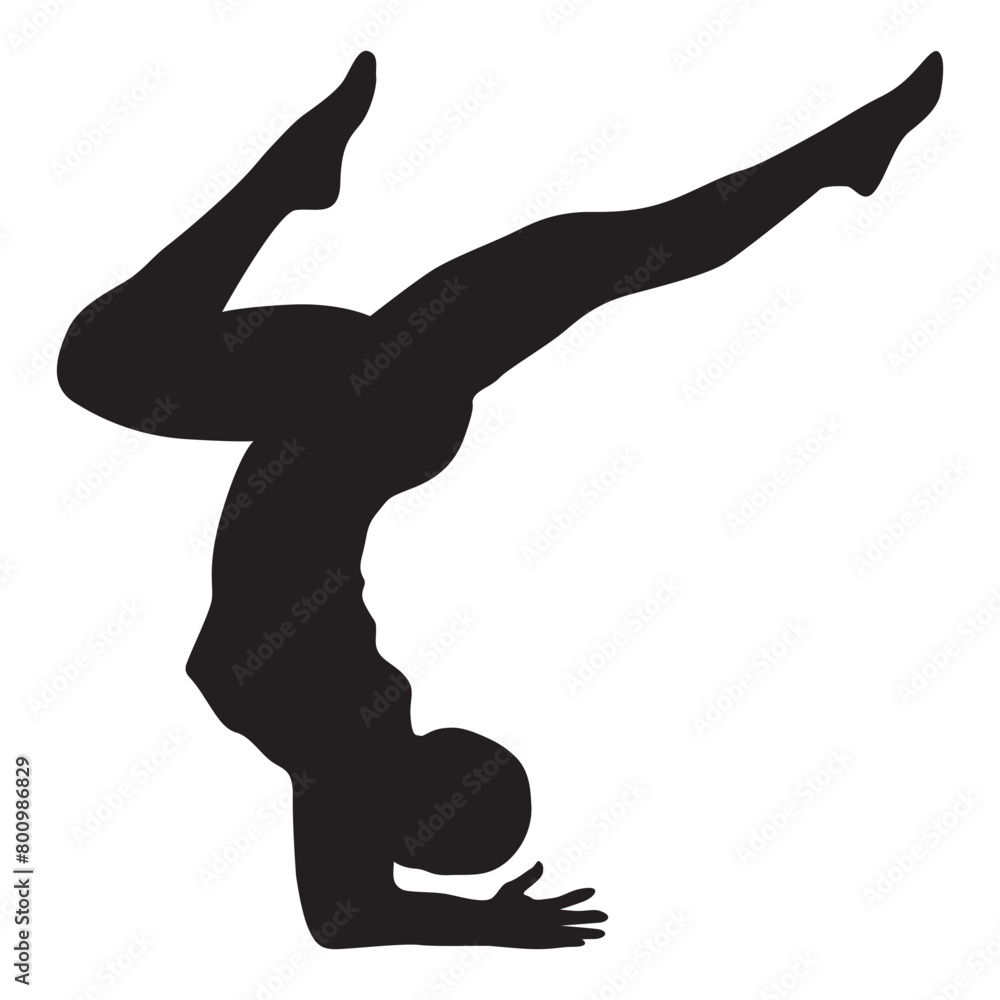 Silhouette of a person doing yoga physical exercise Silhouette of a person doing yoga physical exercise