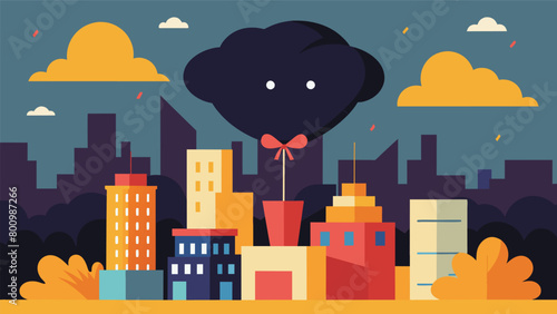 The vibrant colors of the balloon only served to highlight the dark cloud of anxiety that seemed to linger over the city..