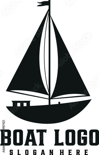 boat logo design with editable vector file