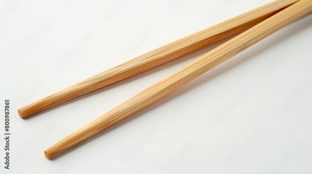Close-up of the two tips of Chinese chopsticks, white background, copy and text space, 16:9 Close-up of the two tips of Chinese chopsticks, white background, copy and text space, 16:9