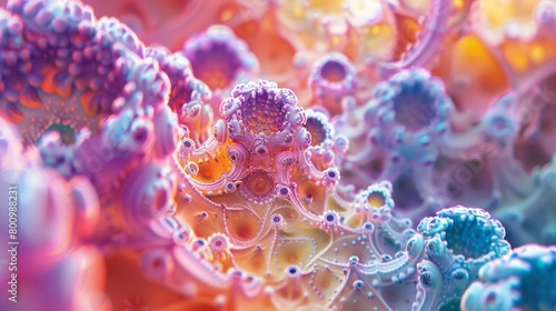 Dive into the macroscopic world  witnessing a furry virus alongside a large-tentacled microorganism  AI Generative