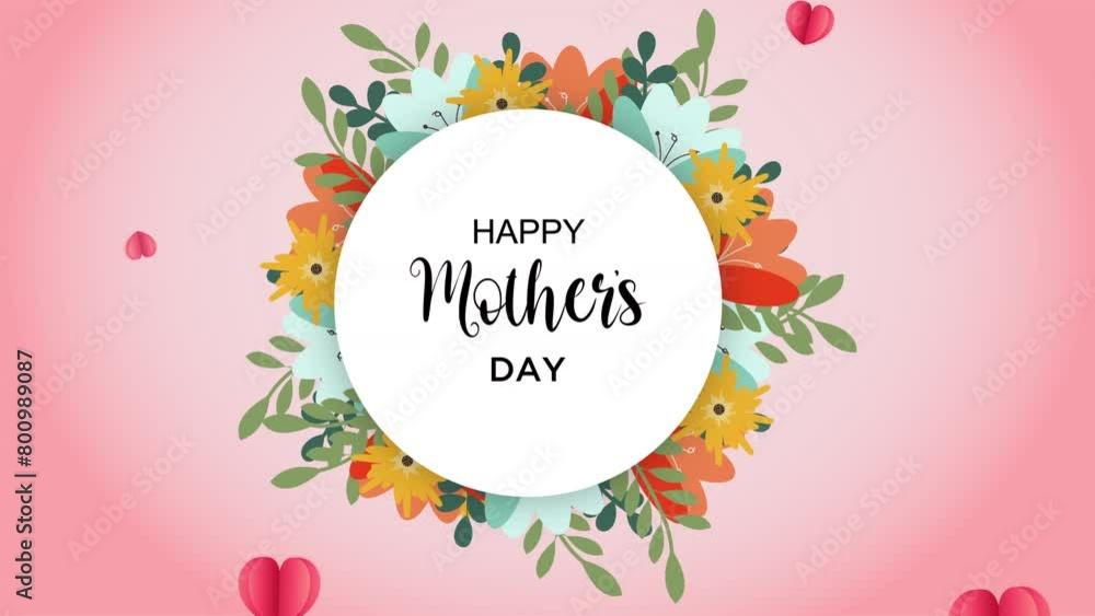 Happy mother's day greeting animation. Motion template with flowers and flare. Animated mothers day blossom heart background. Happy mother's day greeting animation. Motion template with flowers and flare. Animated mothers day blossom heart background.