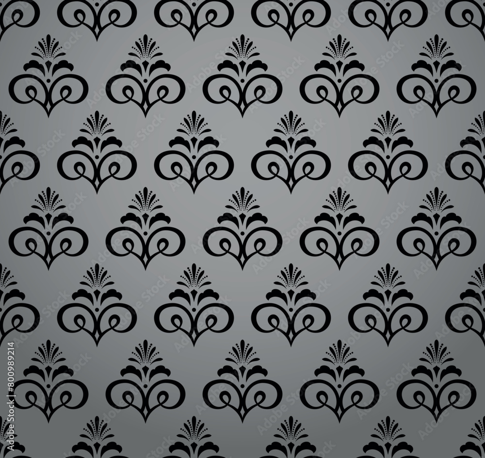 Wallpaper in the style of Baroque. Seamless vector background. Gray and black floral ornament. Graphic pattern for fabric, wallpaper, packaging. Ornate Damask flower ornament Wallpaper in the style of Baroque. Seamless vector background. Gray and black floral ornament. Graphic pattern for fabric, wallpaper, packaging. Ornate Damask flower ornament