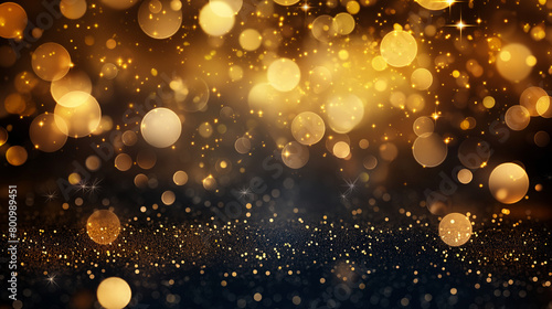 A warm and cozy atmosphere is invoked by the soft golden bokeh lights gently dispersed across the image photo