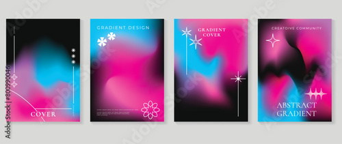 Fluid gradient background vector. Cute and minimal style posters with colorful, geometric shapes, sparkle and liquid color. Modern wallpaper design for social media, idol poster, banner, flyer. photo
