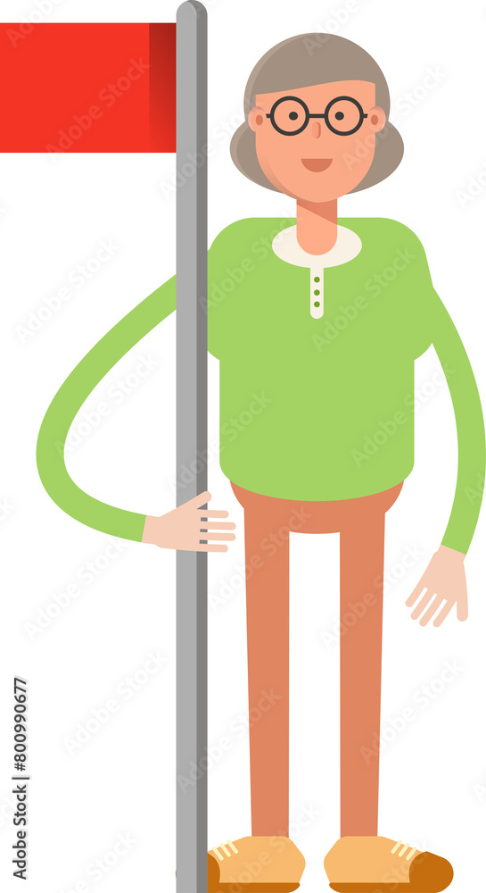Old Woman Character Holding Flag Pole
Old Woman Character Holding Flag Pole