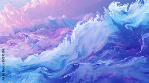 Fluid gradient waves transitioning from soft lavender to bold sky blue  symbolizing advancement.