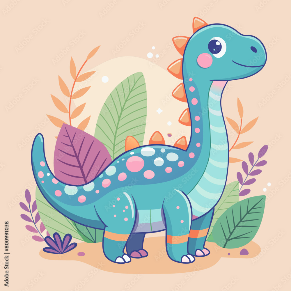 Obraz premium Minimalist doodle featuring a dinosaur, Generative AI