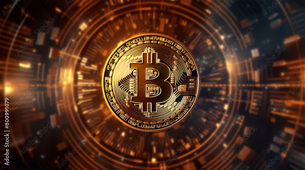 bitcoin with futuristic on background