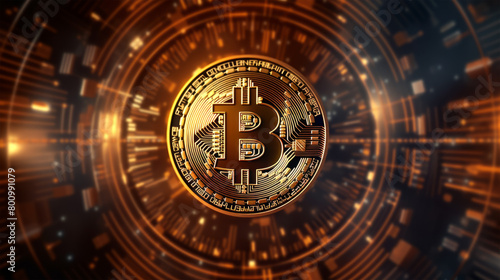 Wallpaper Mural bitcoin with futuristic on background Torontodigital.ca