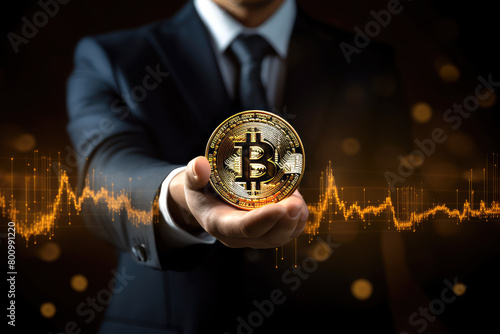 bitcoin with futuristic on background