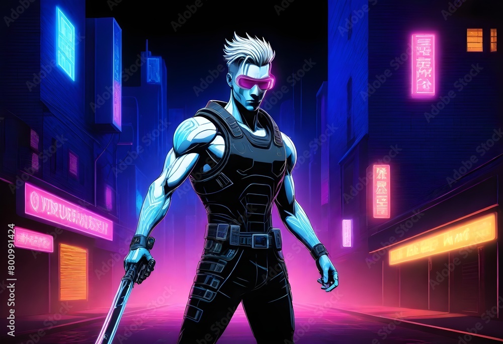 Fantasy A Cyberpunk Warrior With A Mechanical Arm  (5)