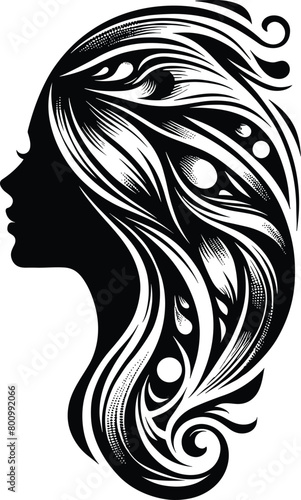 Silhouette of a woman, vector illustration.