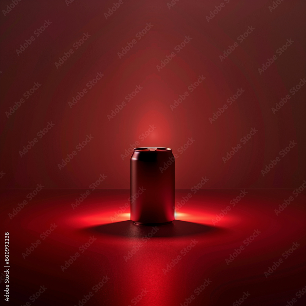 Red soda can with glowing illumination on dark backdrop. Red soda can with glowing illumination on dark backdrop.