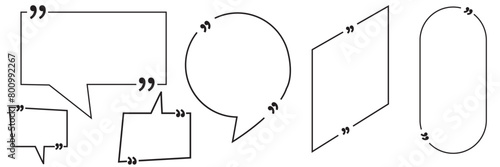
Quote box frame set. Texting quote boxes. Templates of texting black line quote frames for definition, remark, and citation design. Vector illustration. Tex border collection.