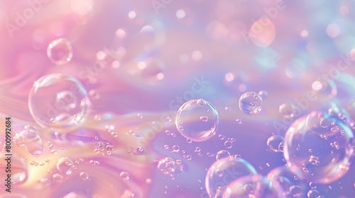A background of soft pastel liquid filled with floating air bubbles, delicate and dreamy