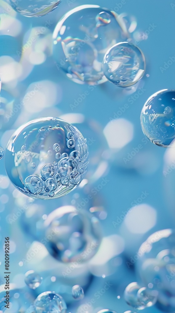 An abstract scene of soft blue liquid bubbles, providing a backdrop of calm and creativity