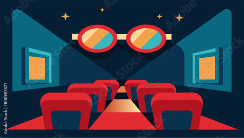 The film screening offered special glasses for those sensitive to bright lights and a designated quiet room for those who needed a break from the loud. Vector illustration