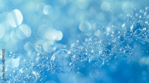 An abstract background of soft blue liquid bubbles, blending tranquility with a touch of whimsy photo