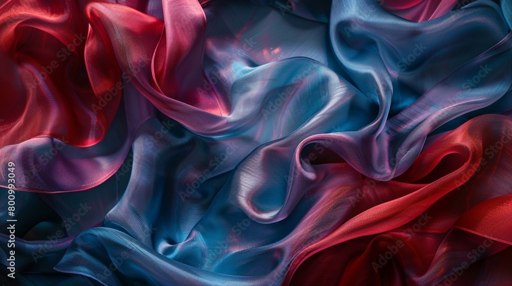 Fototapeta premium Luminous and fluid, satin foil waves craft an abstract backdrop, rich in movement and depth