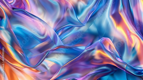 Luminous and fluid, satin foil waves craft an abstract backdrop, rich in movement and depth