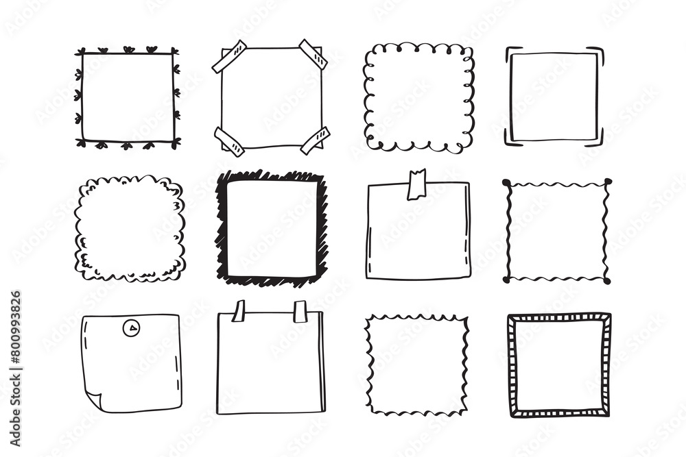 Handdrawn set of square scribbles frame. Doodle line empty frames Handdrawn set of square scribbles frame. Doodle line empty frames