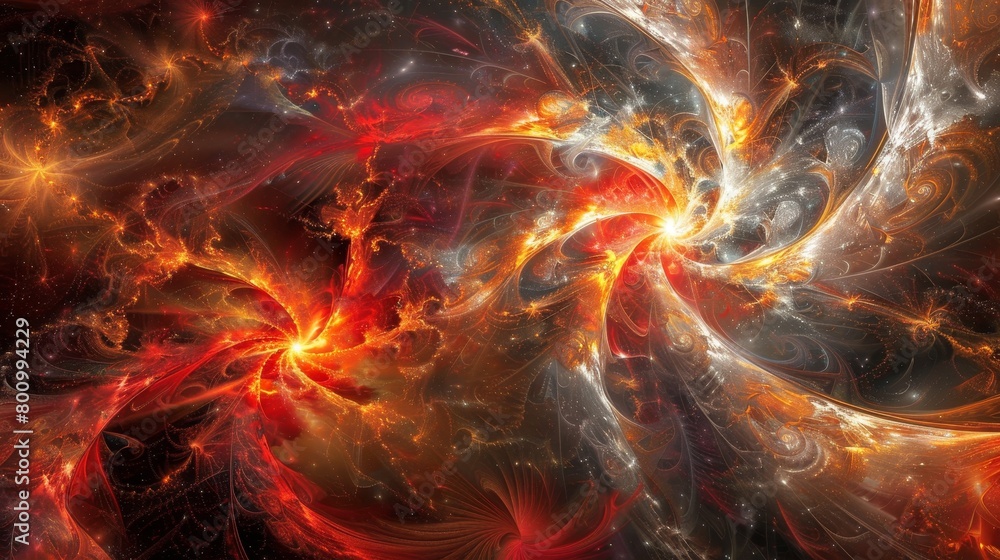 Obraz premium The prompt used to generate the image is:./imagine: prompt: A beautiful nebula with bright red and orange colors.