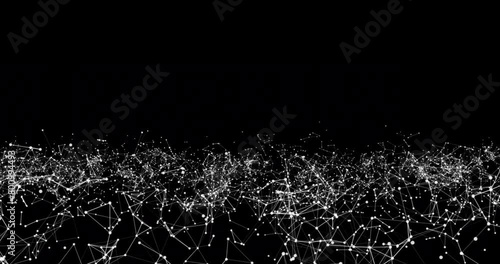 An ocean of oscillating plexuses of dots and lines, emerging and breaking connections on a black background. Looping seamless animation. photo