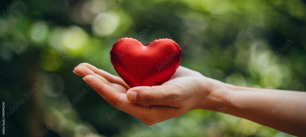 Symbol of altruism hand offers red heart, representing charity and compassion with love and empathy Symbol of altruism hand offers red heart, representing charity and compassion with love and empathy