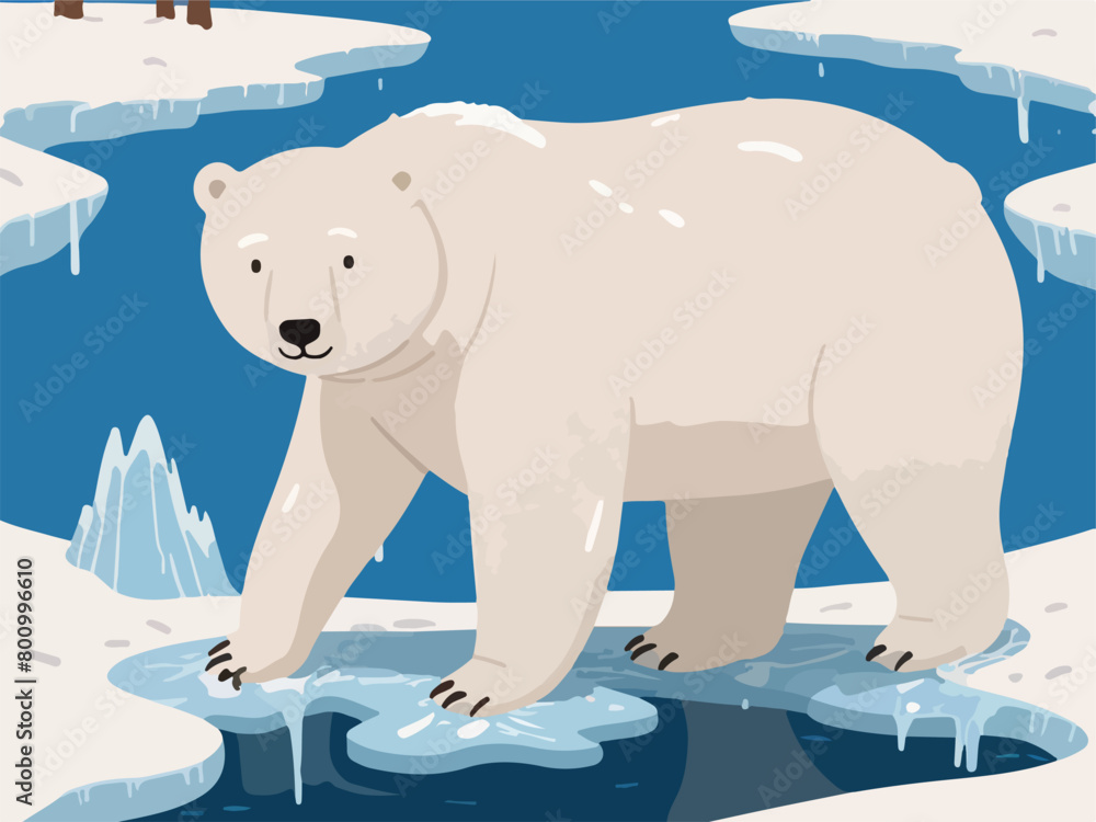 Sad Polar Bear Illustration - Impact of Global Warming, Pollution, and Increasing Ice Melting. Sad Polar Bear Illustration - Impact of Global Warming, Pollution, and Increasing Ice Melting.