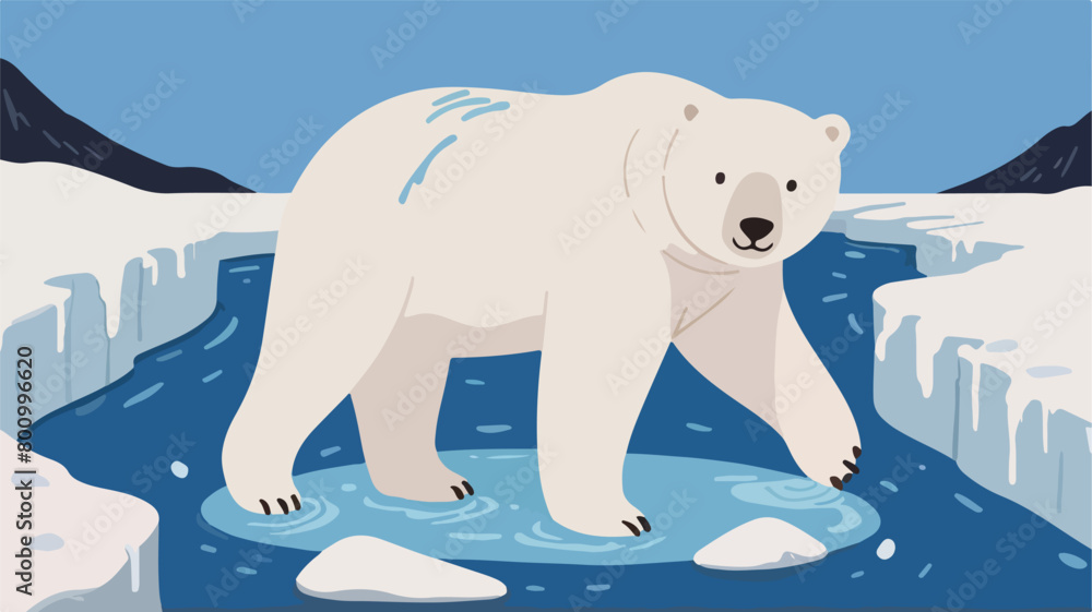 Sad Polar Bear Illustration - Impact of Global Warming, Pollution, and Increasing Ice Melting. Sad Polar Bear Illustration - Impact of Global Warming, Pollution, and Increasing Ice Melting.