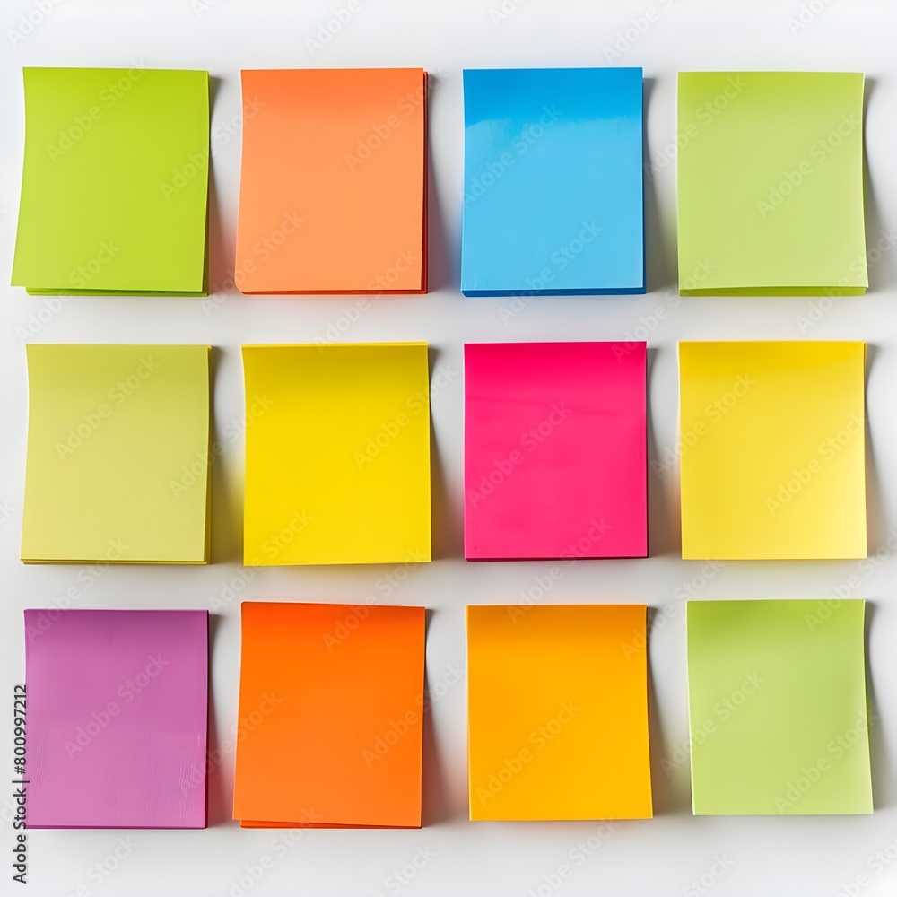 Fototapeta premium set of colorful notes on white background Generative Ai