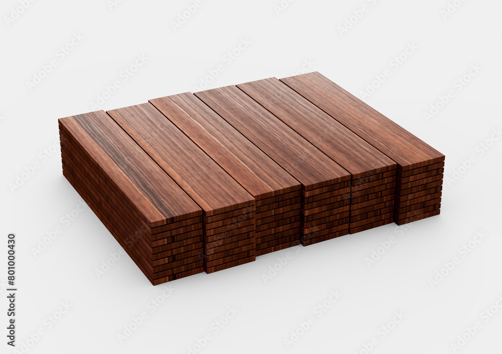 Stack Of High Quality Seamless Realistic Brown Wooden Planks On White Background 3D Illustration Stack Of High Quality Seamless Realistic Brown Wooden Planks On White Background 3D Illustration