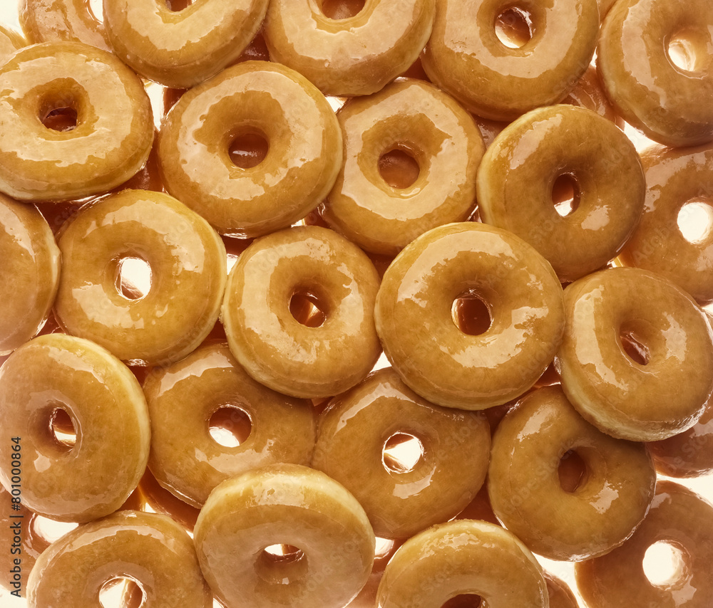 Crowd of donuts on white background