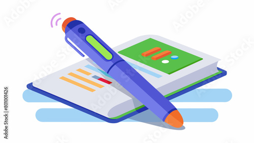 A pen scanner that can scan and read text aloud allowing dyslexic readers to listen to text while simultaneously highlighting and tracking the words. Vector illustration