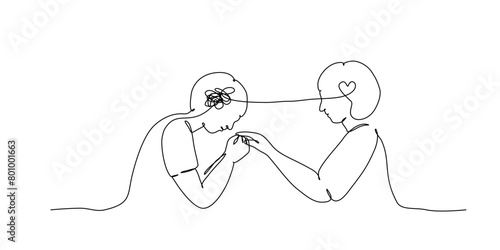 Continuous lineart of a angry child with stress with helping hand editable lineart vector in mental health concept.