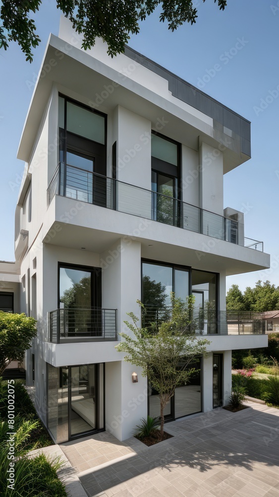 Naklejka premium modern luxury villa exterior architecture design