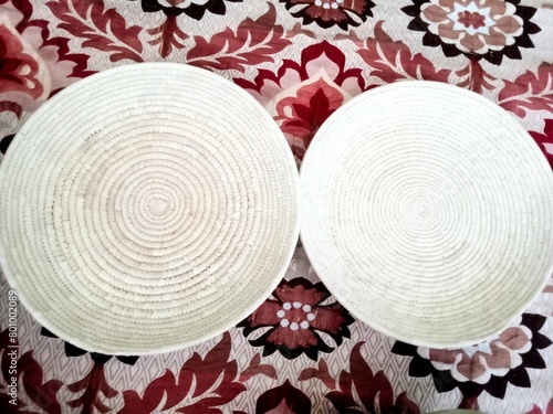 Handmade wooden round basket for breads  photo