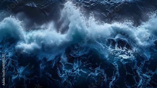 Rhythmic Azure Surge - Ocean's Minimalist Melody. Concept Ocean Photography, Minimalist Aesthetic, Blue Hues, Sea Waves, Serene Landscape photo