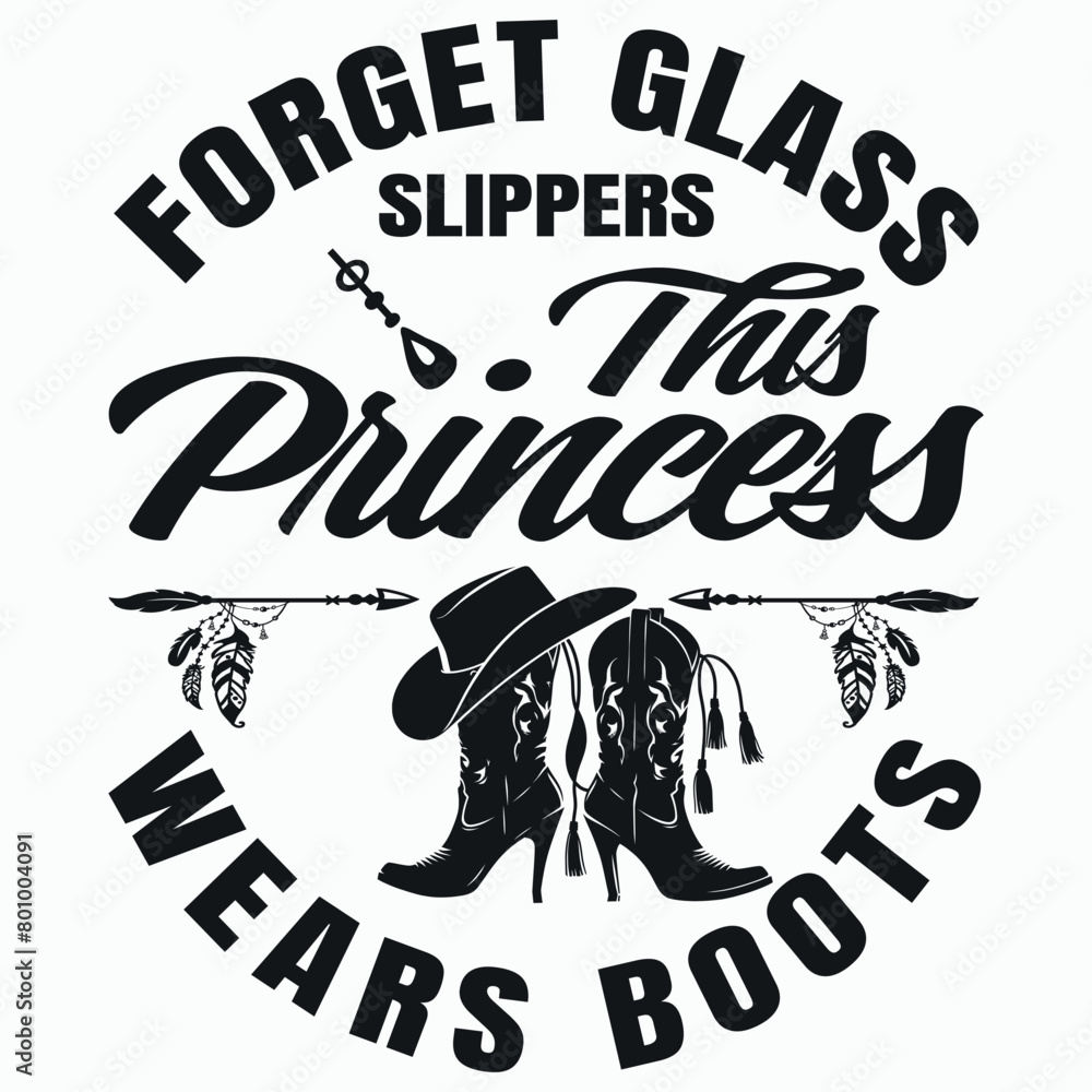 Obraz premium Princess Cowboy Boots Western Cowgirl Girls T Shirt Gift 