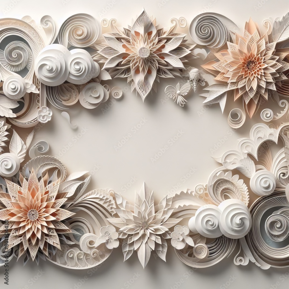 Handcrafted Paper Floral Art in Neutral Tones for Elegant Home Decor Displayed in a Modern Gallery Handcrafted Paper Floral Art in Neutral Tones for Elegant Home Decor Displayed in a Modern Gallery
