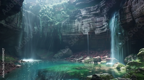 A subterranean river that surfaces only during the summer, forming temporary waterfalls and pools.