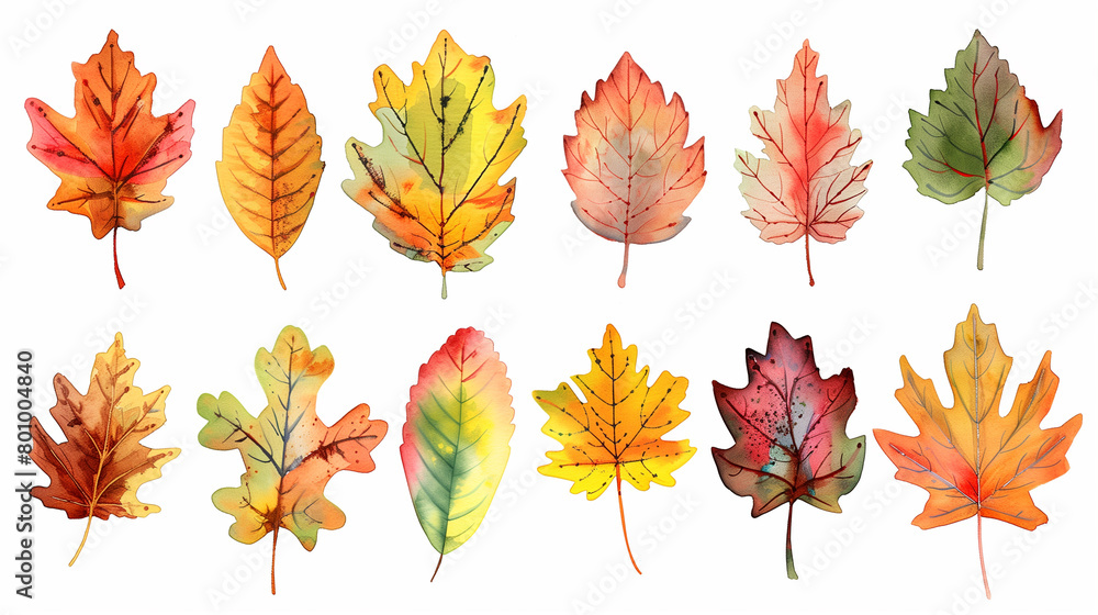 Fototapeta premium a set of autumn maple leaves