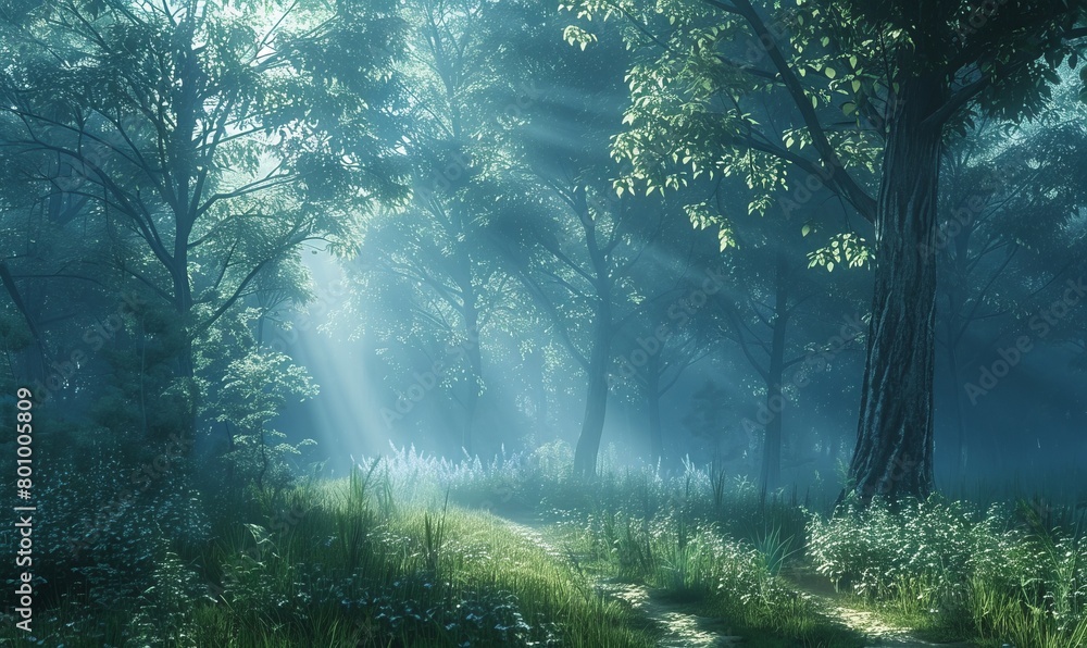 Fototapeta premium misty morning in the forest