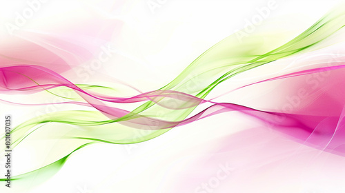Energetic waves of magenta and lime green intersecting on a pristine white background.