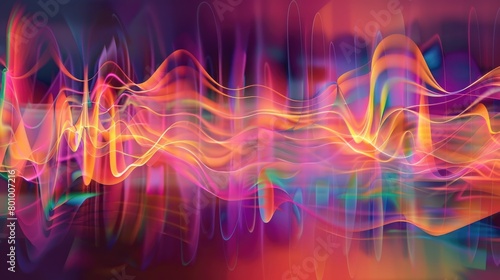 Abstract colorful painting with a purple and orange audio sound wave
