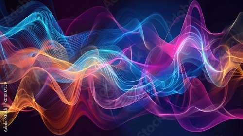 A colorful wave of light with a blue and orange section futuristic technology business background
 photo