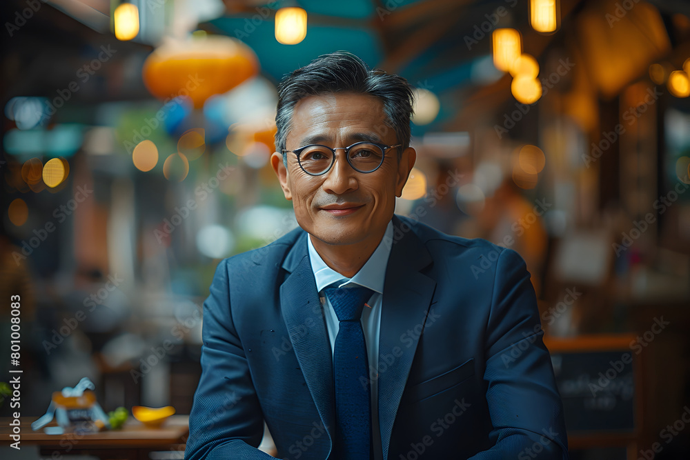 Fototapeta premium Asian Man in City Portrait with Business Style