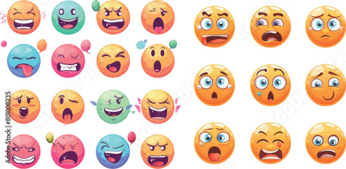 Embarrassed emoji set. Social networks and instant messengers chat comment reactions