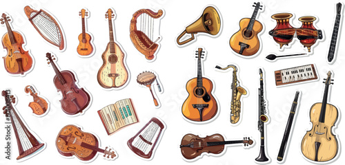 Musical instruments stickers set